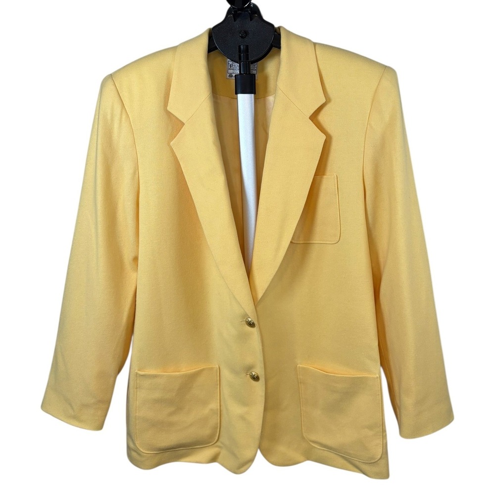 Pendleton Womens Yellow Virgin Wool Blazer Jacket Made in USA Size 16